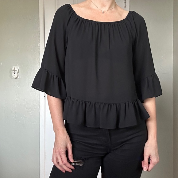 3 for $20 Bar III sheer ruffle top, size small - Picture 2 of 7